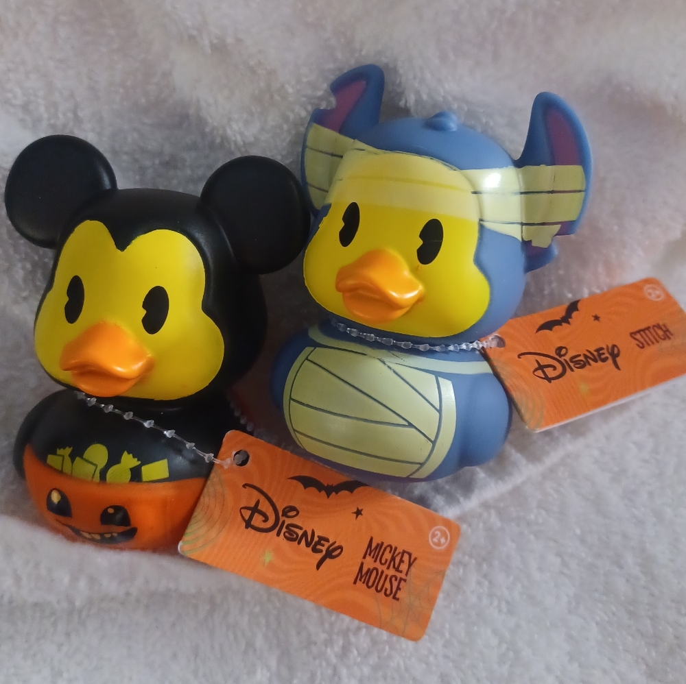 Disney Halloween Mickey & Mummy Stitch DuckaLooz Duck Set of 2